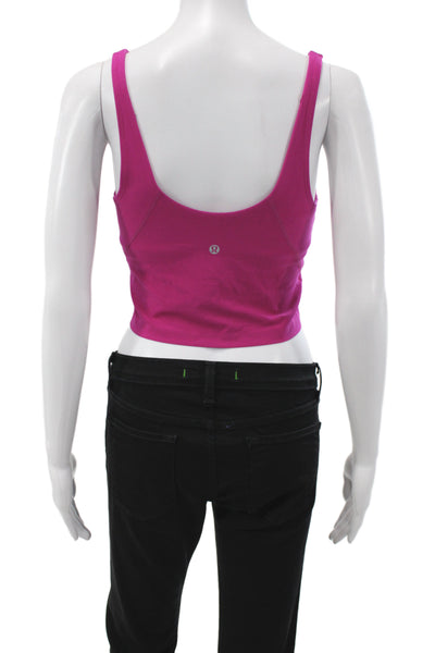 Lululemon Womens Pink Cropped Tank Cotton V-Neck Sleeveless Size 8