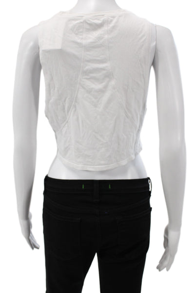 Lululemon Women Cropped Tank White Cotton Crewneck Sleeveless Size 4