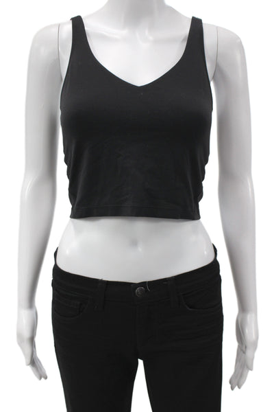 Lululemon Womens Basic Cropped V Neck Cotton Tank Black Sleeveless Size 8