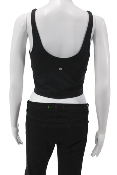 Lululemon Womens Basic Cropped V Neck Cotton Tank Black Sleeveless Size 8