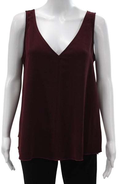 Trina Turk Womens Camisole Purple V-Neck Solid Polyester Designer Size M