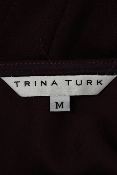 Trina Turk Womens Camisole Purple V-Neck Solid Polyester Designer Size M