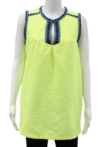 J Crew Women Tunic Yellow Aztec Sleeveless Cotton Polyester Size 6