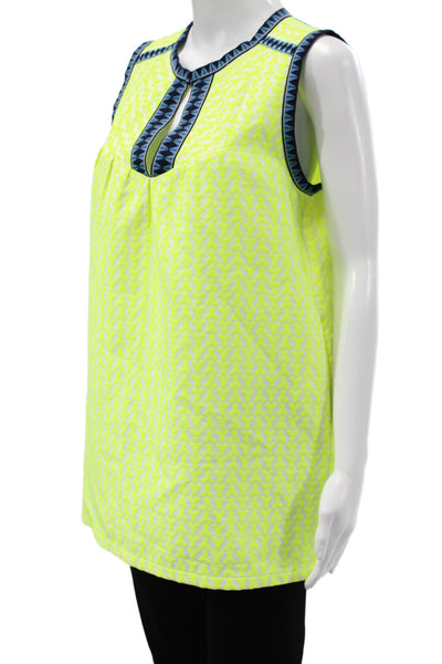 J Crew Women Tunic Yellow Aztec Sleeveless Cotton Polyester Size 6