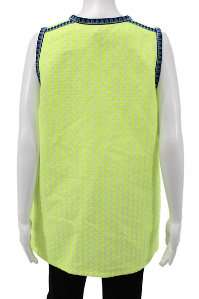 J Crew Women Tunic Yellow Aztec Sleeveless Cotton Polyester Size 6