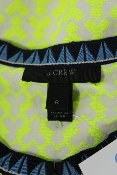 J Crew Women Tunic Yellow Aztec Sleeveless Cotton Polyester Size 6