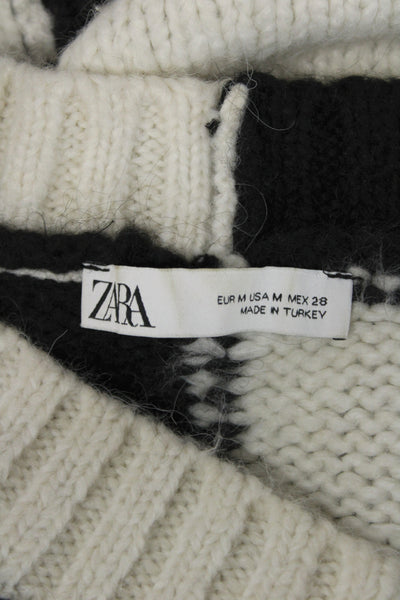 Zara Unisex Pullover Vest Black V Neck Short Sleeve Check Zip Size M
