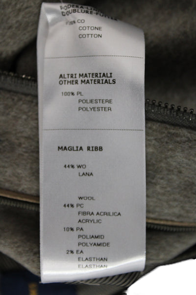 Gallotti Mens Bomber Jacket Gray Virgin Wool Collared Zip Long Sleeve Size S