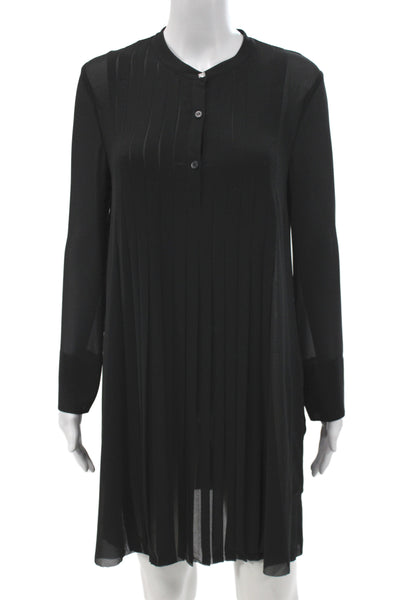 Escada Sport Women Shirt Dress Black Striped Long Sleeve Polyester Size 36