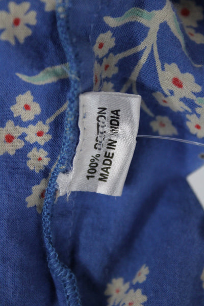 Perry Walker Women A-Line Shirt Dress Blue Floral Cotton Collared Size 1