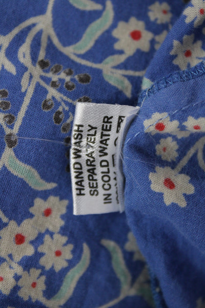 Perry Walker Women A-Line Shirt Dress Blue Floral Cotton Collared Size 1