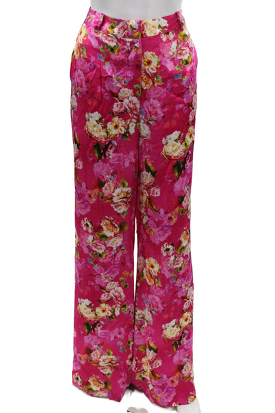 L'Agence Women Pink Floral Dress Pants Size 10