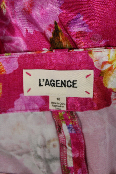 L'Agence Women Pink Floral Dress Pants Size 10
