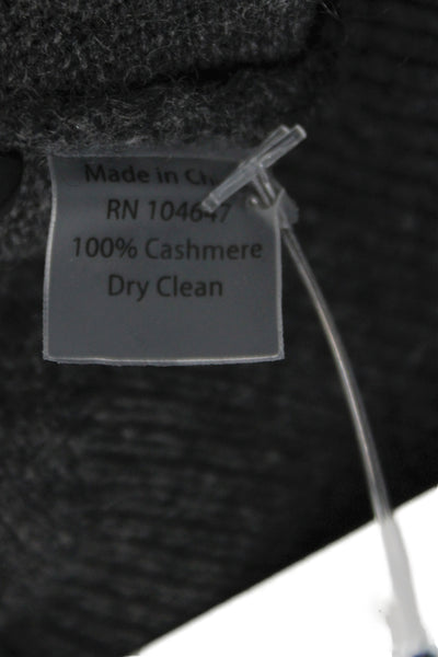 Kinross Cashmere Mens Dark Gray Henley Mock Neck Pullover Button Size L