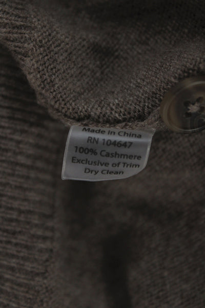 Kinross Cashmere Mens Henley Pullover Sweater Brown 100% Cashmere Size L