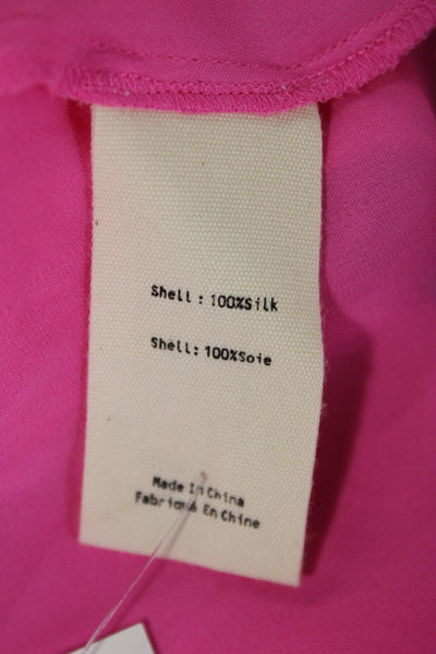 L'Agence Womens Silk Collared Sleeveless Blouse Pink Designer Size M