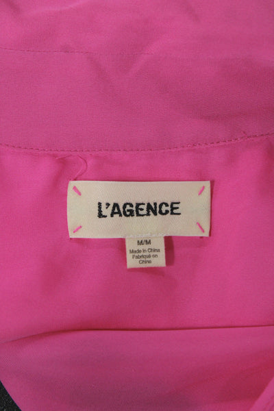 L'Agence Womens Silk Collared Sleeveless Blouse Pink Designer Size M