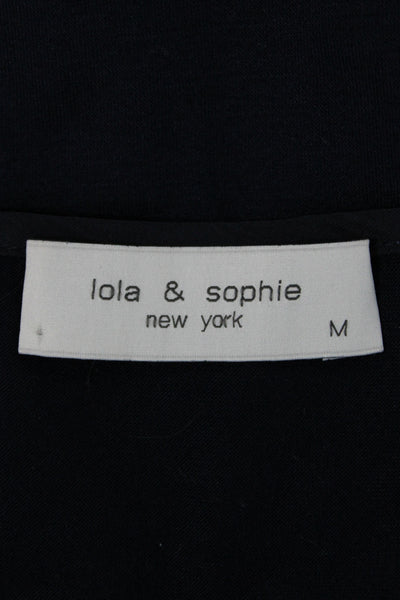 Lola And Sophie Womens Short Sleeve VNeck Tunic Blouse Dark Blue Size M