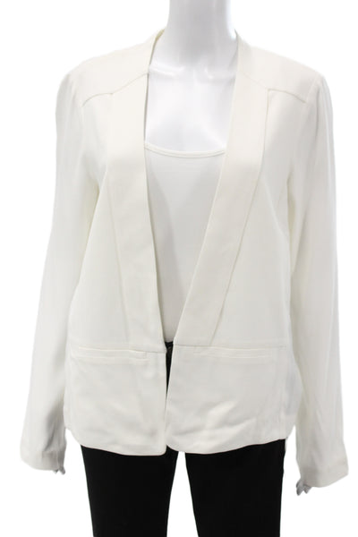 Ella Moss Womens Classic White Rayon Long Sleeve Blazer Size M