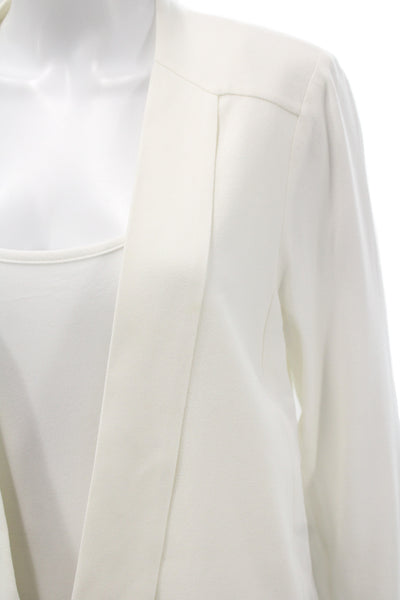 Ella Moss Womens Classic White Rayon Long Sleeve Blazer Size M