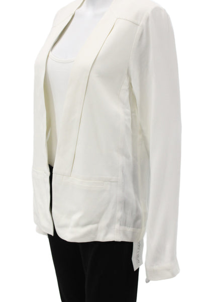 Ella Moss Womens Classic White Rayon Long Sleeve Blazer Size M