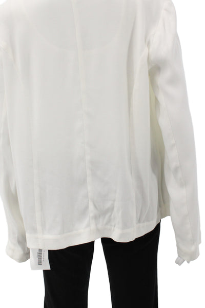 Ella Moss Womens Classic White Rayon Long Sleeve Blazer Size M