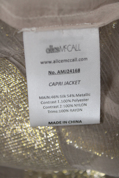Alice McCall Women Striped Beige Polyester Wool Jacket Long Sleeve Size 2