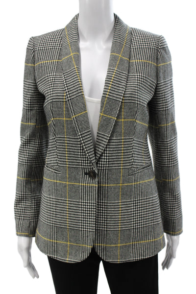 J Crew Unisex Gray Plaid V-Neck Long Sleeve Blazer Size 0