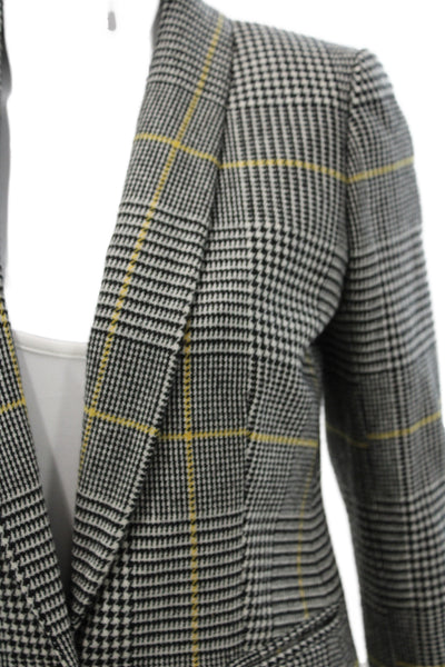 J Crew Unisex Gray Plaid V-Neck Long Sleeve Blazer Size 0
