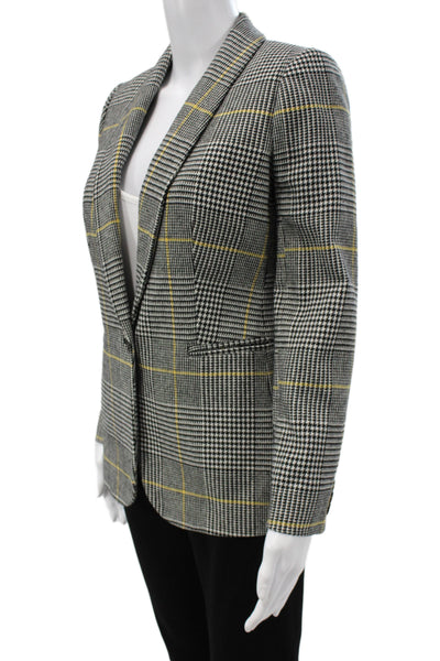 J Crew Unisex Gray Plaid V-Neck Long Sleeve Blazer Size 0