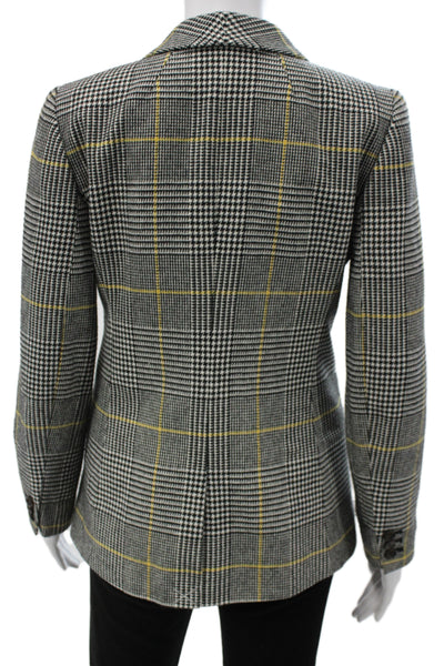 J Crew Unisex Gray Plaid V-Neck Long Sleeve Blazer Size 0