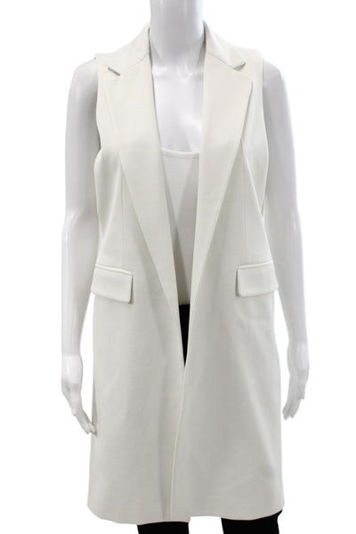 Zara Basic Womens Collared Sleeveless White Polyester Wool Vest Size XS