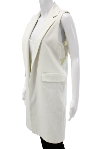 Zara Basic Womens Collared Sleeveless White Polyester Wool Vest Size XS