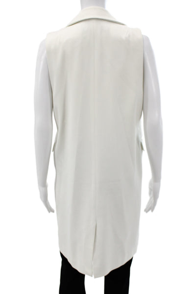 Zara Basic Womens Collared Sleeveless White Polyester Wool Vest Size XS