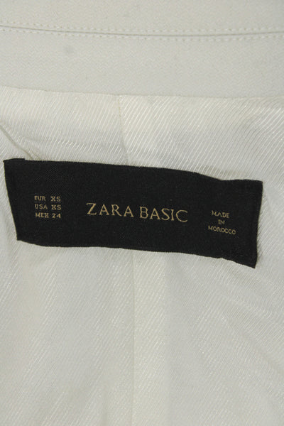 Zara Basic Womens Collared Sleeveless White Polyester Wool Vest Size XS