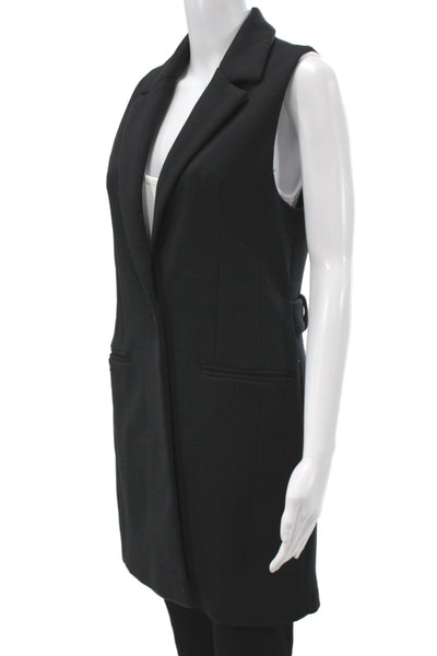 Zara Basic Women Sleeveless Black Collared Polyester Vest Size XS