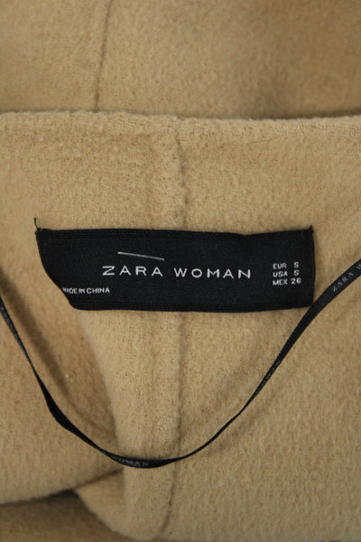 Zara Woman Women Beige Sleeveless V-Neck Solid Polyester Wool Vest Size S
