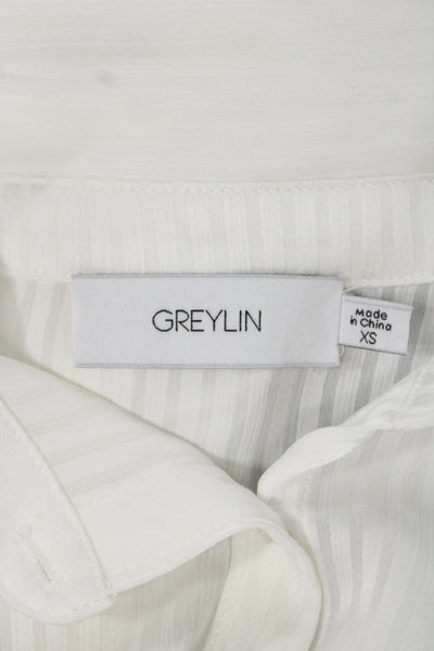 Greylin Anthropologie Womens Striped Cotton Button Blouse Long Sleeve Size XS