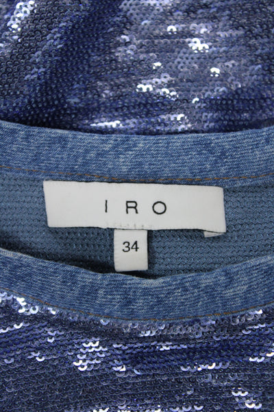 IRO Womens Cropped Crew Neck Blue T-Shirt Short Sleeve Size 34