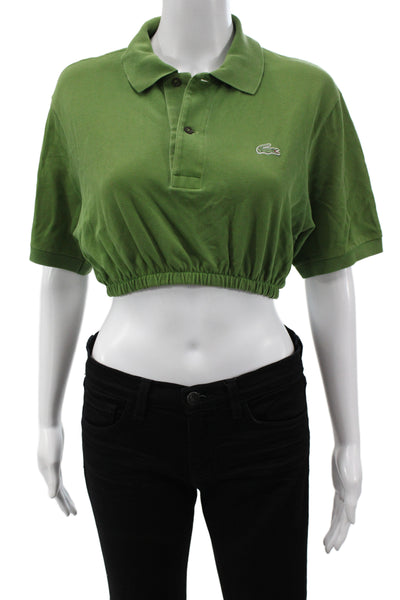 Lacoste Women Cropped Cotton Polo Short Sleeve Green Size 4