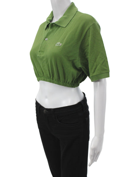 Lacoste Women Cropped Cotton Polo Short Sleeve Green Size 4