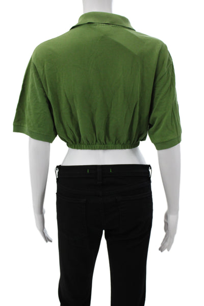 Lacoste Women Cropped Cotton Polo Short Sleeve Green Size 4