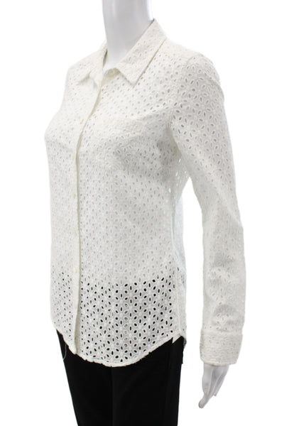 Equipment Femme Womens White Cotton Collared Button-Up Blouse Size S