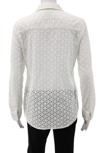 Equipment Femme Womens White Cotton Collared Button-Up Blouse Size S