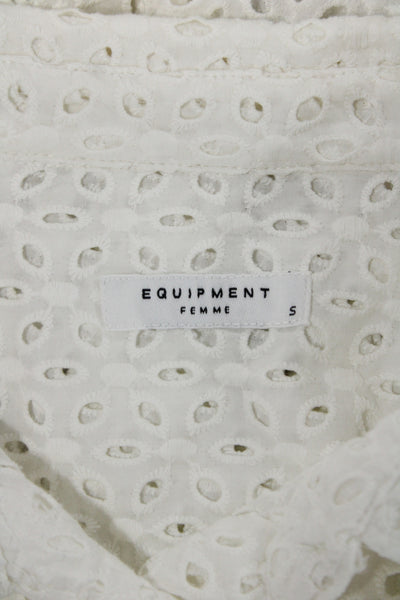 Equipment Femme Womens White Cotton Collared Button-Up Blouse Size S