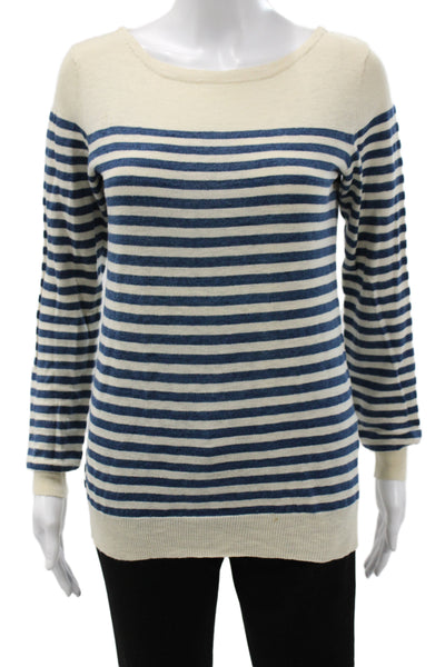 Ralph Lauren Blue Label Unisex Beige Linen Striped Pullover Sweater Size S