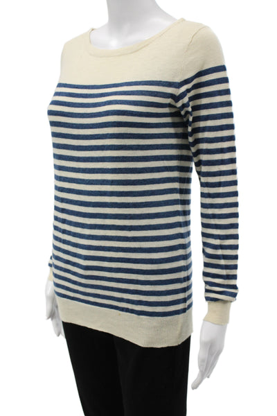 Ralph Lauren Blue Label Unisex Beige Linen Striped Pullover Sweater Size S