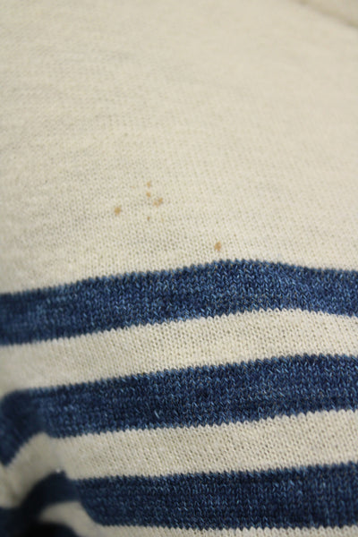 Ralph Lauren Blue Label Unisex Beige Linen Striped Pullover Sweater Size S