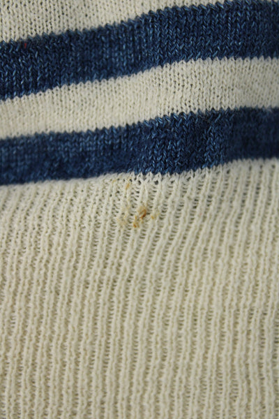 Ralph Lauren Blue Label Unisex Beige Linen Striped Pullover Sweater Size S