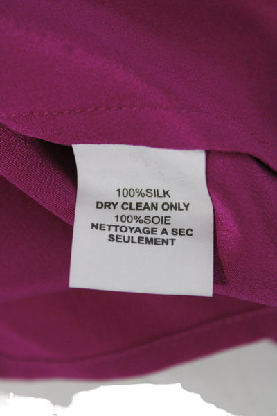 Trina Turk Women Purple Silk Long Sleeve Solid Blouse Designer Size XS
